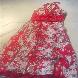 Floral Red Dress
